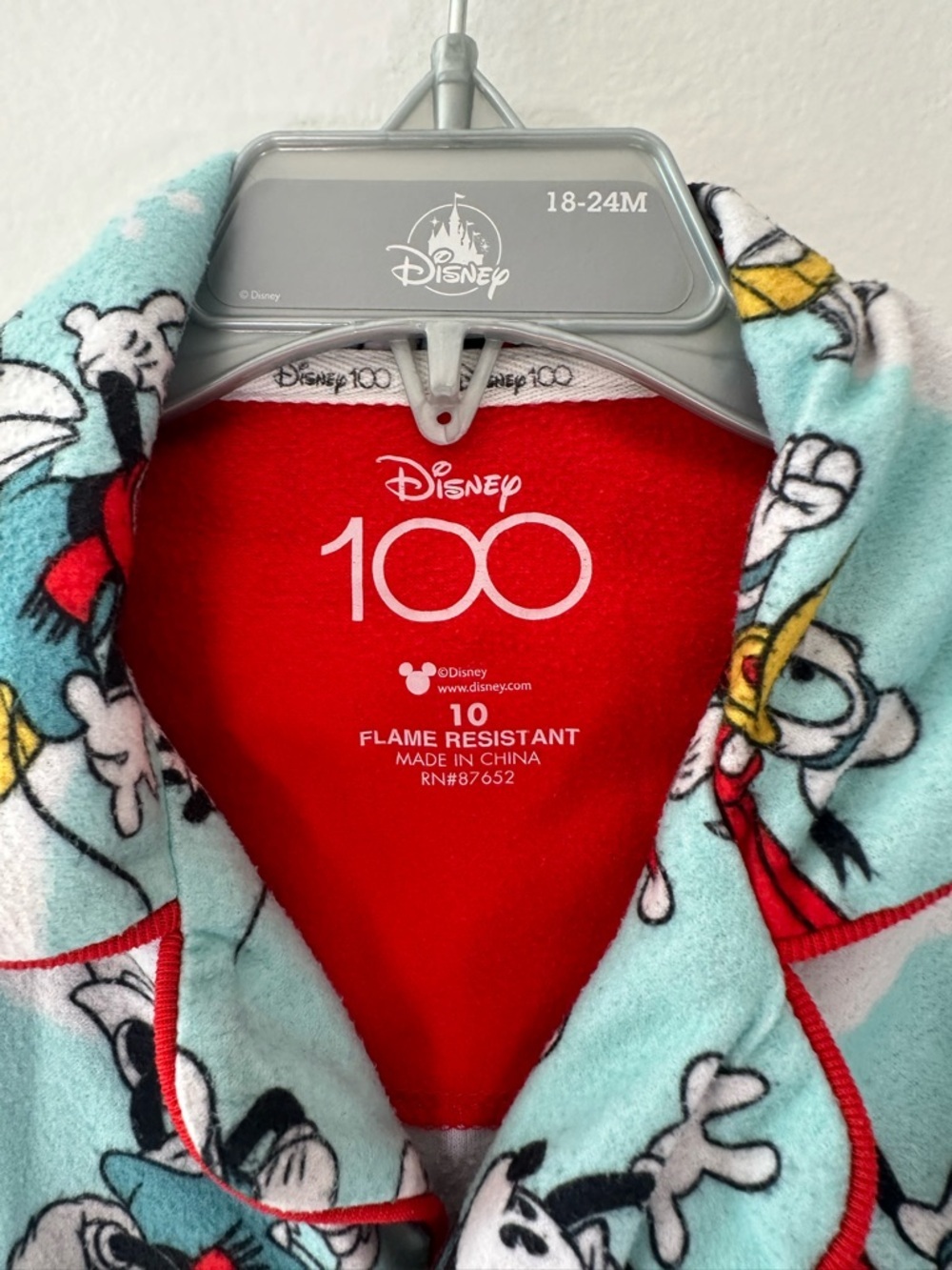 Disney 100 Mickey Pluto Christmas Pajamas Set Kids Size 10 Fleece Blue - Picture 3 of 7